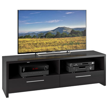 CorLiving Fernbrook TV Stand in Black Faux Wood Grain Finish, 59"