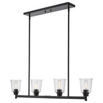 Z-lite - Z-Lite 464-4L-MB Four Light Island/Billiard Bohin Matte Black - Architecture plays a prominent role in the fashioning of this matte black four-light island light. Fitting for both contemporary and transitional spaces, its rugged steel frame is softened with a row of delicate clear seedy glass shades, and the overall aesthetic is both dynamic and romantic.