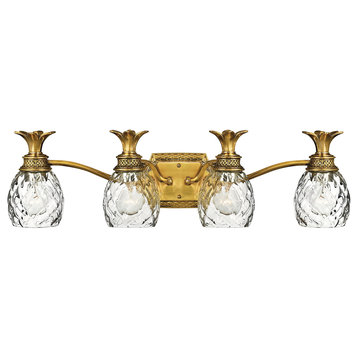 Plantation Collection Bath Light, Burnished Brass, Clear Optic Glass