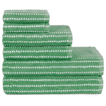 Sapphire Resort McBee Textured Stripe 6 Piece Bath Towel Set, Beryl Green
