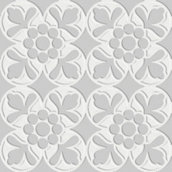 Fleur 8" x 8" in Blanc Gris - Tile