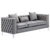 Lorreto Gray Velvet Fabric Sofa Loveseat Chair Living Room Set
