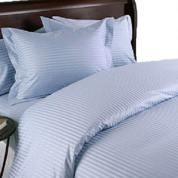 Blue Stripe California King Microfiber 4-Piece Bed Sheet Set