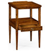 Country Walnut Square Lamp Table With Drawer