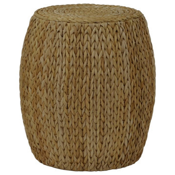 Gallerie Decor Bali Breeze Tall Transitional Wood Drum Accent Table in Natural