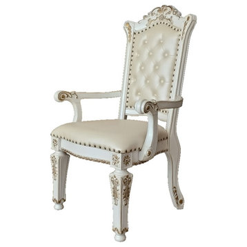 ACME Vendome Arm Chair in PU & Antique Pearl Finish