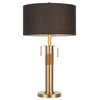 Trophy Industrial Table Lamp, Antique Brass With Black Linen Shade by LumiSource