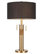 Trophy Industrial Table Lamp, Antique Brass With Black Linen Shade by LumiSource