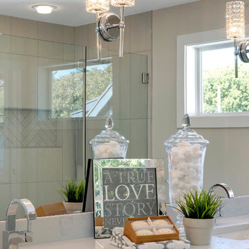 Full Mirror and Clear Glass Shower
