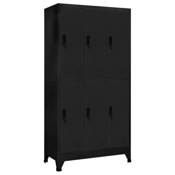 vidaXL Locker Cabinet Black Steel Home Office Storage Filing Cabinet Furniture