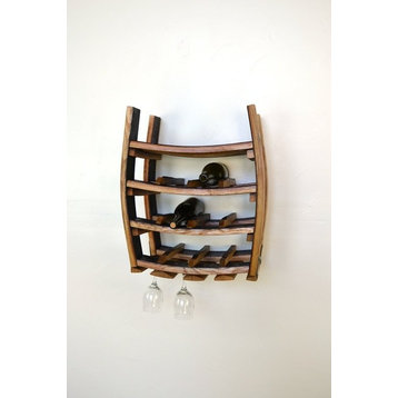 Hanging Wine and Glass Rack - Loire - Made from retired CA wine barrels.