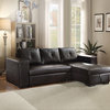 ACME Lloyd Sectional Sofa With Sleeper, Black Faux Leather