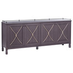 StyleCraft - Knotted Sideboard Four Paneled Doors With Rope Tie and Metal Accents Brown - Each door features a cross tie rope accent and paneled front for a rustic and coastal inspired style. There's a metal gallery on the tabletop that can allow you to decorate or store items without risk of falling off.