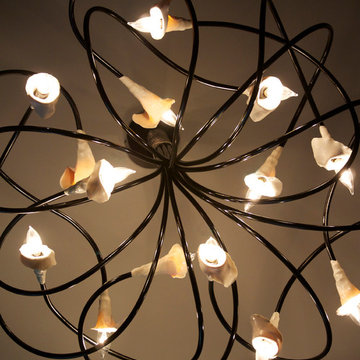 Lightsculptures Black Calla Lily Chandelier
