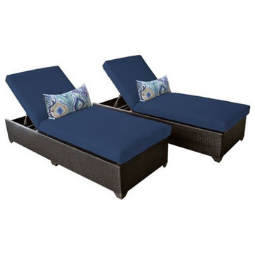 Barbados Chaise Set of 2 Outdoor Wicker Patio Furniture in Navy