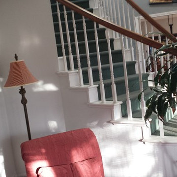 Before and After - New Hardwood and Stone Staircase