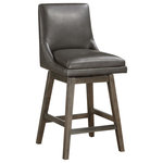 OSP Home Furnishings - Allingham 26" Swivel Counter Stool With Gray Legs, Pewter Faux Leather - A contemporary, modern design that is both attractive and comfortable. Ideal for a counter height kitchen island or any casual eating area. The padded, well-fitted back and ample cushioned seat, make this counter stool a must-have solution as active seating. Full swivel motion just right for conversation and eating. Soft supple faux leather paired with solid wood frame make this design durable and beautiful. Some assembly required.