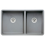 Blanco - Blanco 441130 18"x33" Granite Double Undermount Kitchen Sink, Gray - Precision 18-in x 33-in Gray Double-Basin Granite Undermount Kitchen Sink