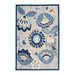 Nourison - Nourison Aloha 2'8" x 4' Blue/Grey Contemporary Area Rug - Doormats