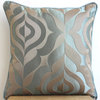 Blue Jacquard Weave 24"x24" Vintage Damask Pillow Shams, Teal Luxury