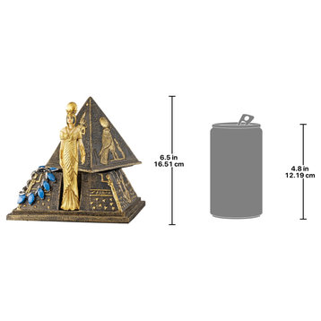 Egyptian Goddess Isis Pyramid Treasure Box Sculpture
