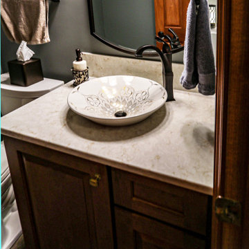 Powder Room with Beautiful Vessel Sink and Quartz Countertop
