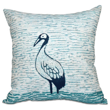 Bird Watch, Animal Print Outdoor Pillow, Aqua, 18"x18"