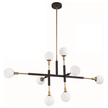 Ambience 8 Light Black and Brass Pendant