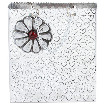 Novica Handmade Hearts And Flower Aluminum Repousse Decorative Box