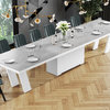 Alena Extendable Dining Table, Gray Stone Matte/White