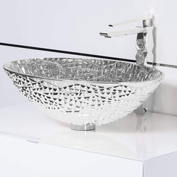 Handmade Crystal Cut Bathroom Vessel Sink | Silver - Bathroom Sinks