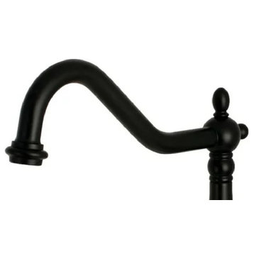 Vintage Wall Mounted Kitchen Faucet, Arched Spout & 2 Widespread Levers, Black