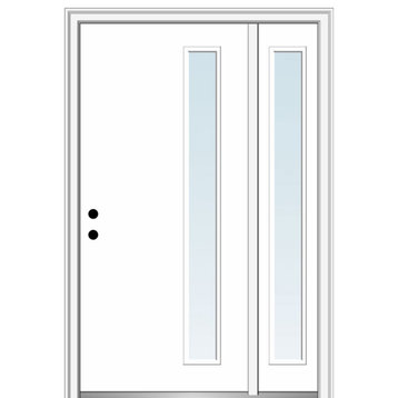 50"x80" 1 Lite Clear Right-Hand Inswing Primed Fiberglass Door, 6-9/16"