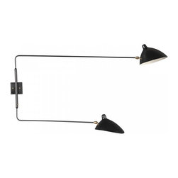 Stilnovo - Stilnovo LBW031BLK Kragero 2 Light Wall Lamp in Black - Swing Arm Wall Lamps