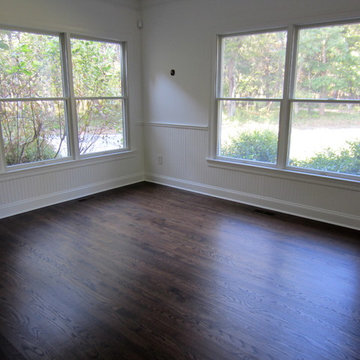 SAG HARBOR: RED OAK INSTALLED IN NEW EXTENSION/REFINISH ENTIRE HOME DARK WALNUT