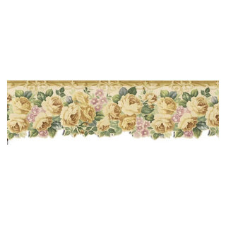 Wallpaper Border - Roses Wallpaper Border, Prepasted - Traditional