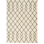 Nourison - Nourison Geometric Shag 5'3" x 7'3" Ivory/Charcoal Shag Indoor Area Rug - With hand-drawn linear tribal patterns interlacing across a thick, ivory white shag pile, this Geometric Shag Collection rug brings you all the comfort and exotic flavor of an authentic Moroccan shag rug. With plush easy-care fibers, this rug will bring an affordable touch of warmth and texture to any room, blending with a range of interior decor styles.