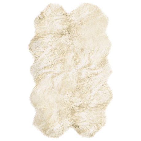 Natural 100% New Zealand Sheepskin Four Rug, 3'3/4"x6' Natural