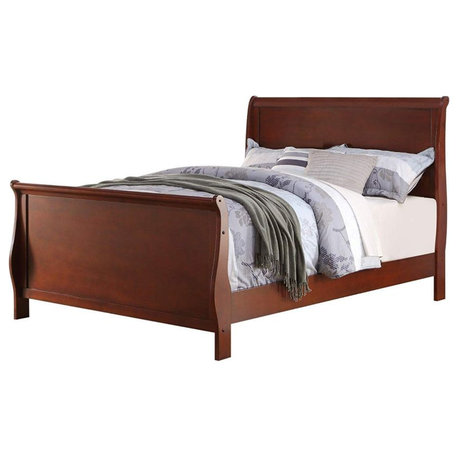 Cherry Wood Twin Sleigh Bed