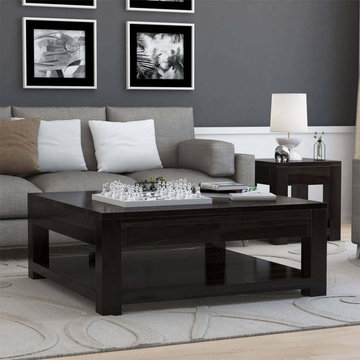 Glencoe Large Square Coffee Table Solid Wood Contemporary Style