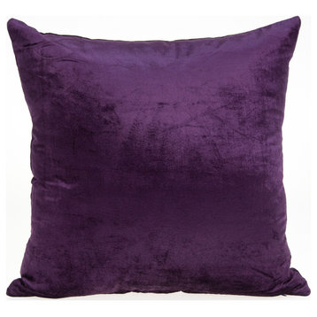 18" X 7" X 18" Transitional Purple Solid Pillow Cover With Poly Insert