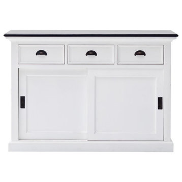 NovaSolo Halifax Contrast Sliding Door Buffet in Pure White and Black