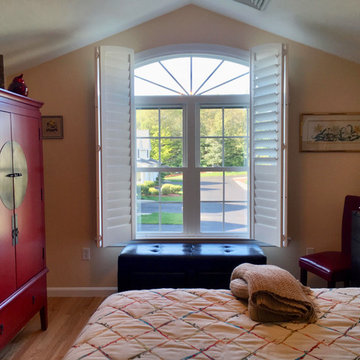 Challenging Arch Top Window in Master Bedroom with Oriental Influence