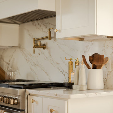Transitional Kitchen with Custom Arched Coffee Bar