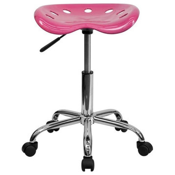 Scranton & Co Adjustable Bar Stool with Chrome Base in Pink