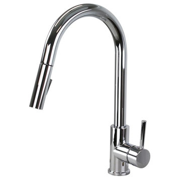 Pull Down Kitchen Faucet With Single Handle, Polished Chrome, 2.13"x9.64"