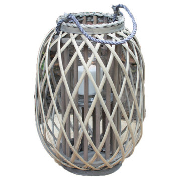 Grey Willow Lantern with Glass - Small