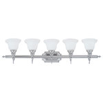 Livex Lighting - Livex Lighting 1285-05 French Regency - Five Light Bath Vanity - The goal of Livex Lighting is to provide the higheFrench Regency Five  Chrome White Alabast *UL Approved: YES Energy Star Qualified: n/a ADA Certified: n/a  *Number of Lights: Lamp: 5-*Wattage:150w A19 Medium Base bulb(s) *Bulb Included:No *Bulb Type:A19 Medium Base *Finish Type:Chrome