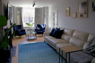 Design ideas for a modern living room in Manchester.