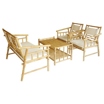 Bamboo Sofa Set With 1 Love Seat, 2 Chairs, and 1 Table